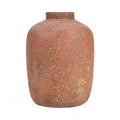 Vase en terre cuite texturée brun terracotta à col court, H40 cm