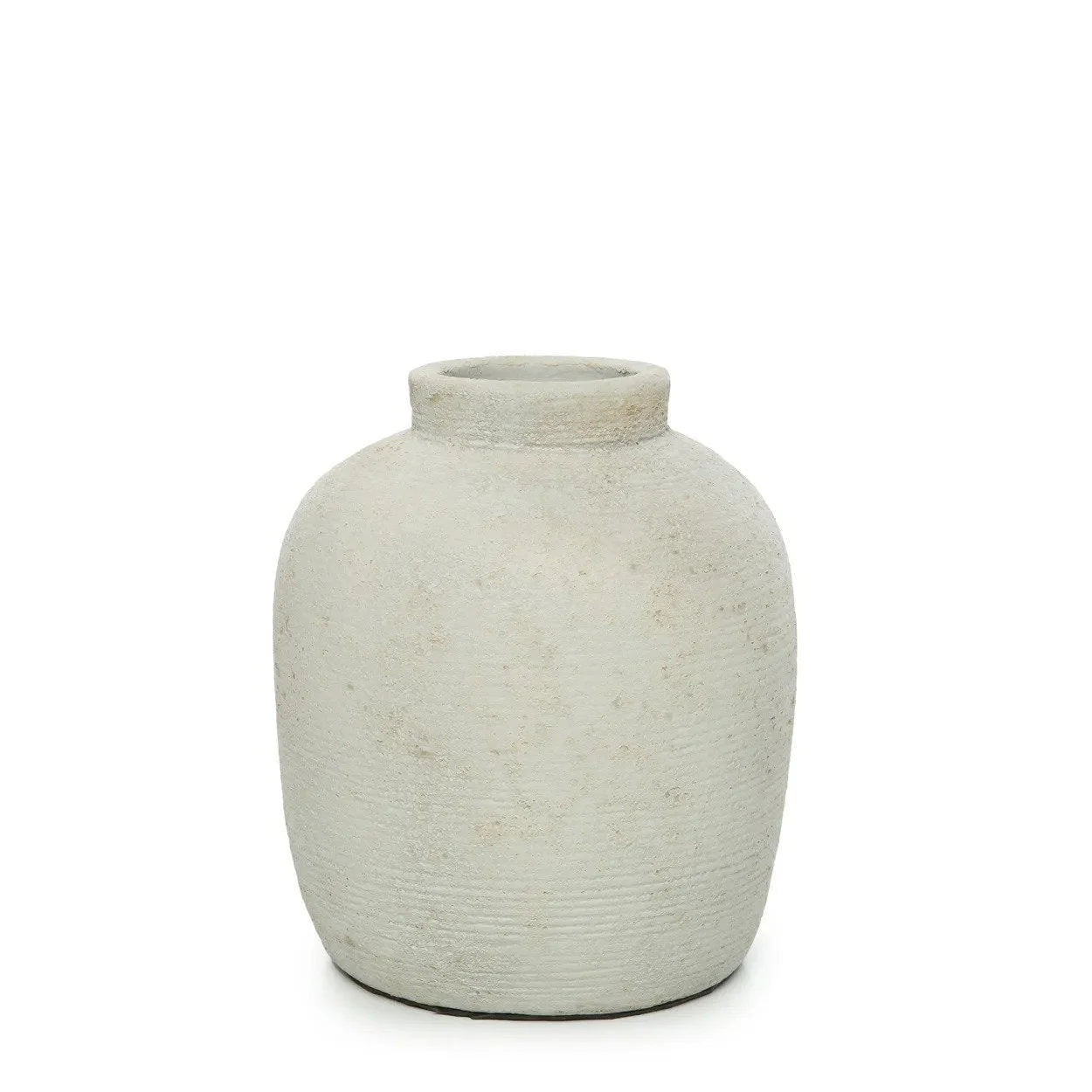 Vase en terre cuite texturée off-white pour fleurs séchées, hauteur 18 cm