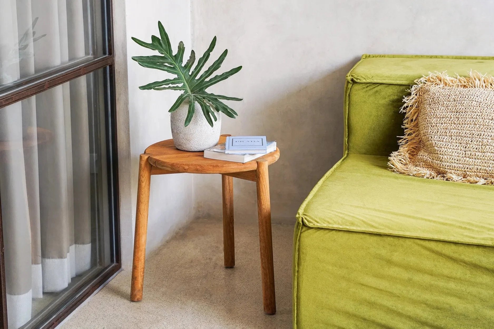 Table d’appoint en bois pour décoration et fleurs séchées, style industriel