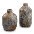 Vase en terre cuite texturée gris antique pour fleurs séchées – H19 cm