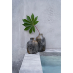 Vase en terre cuite texturée gris antique pour fleurs séchées – H19 cm