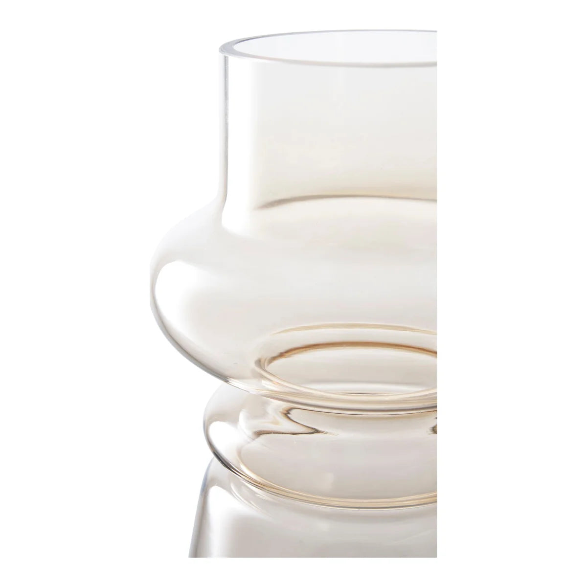 Vase en verre ambré translucide cylindrique segmenté H31 cm