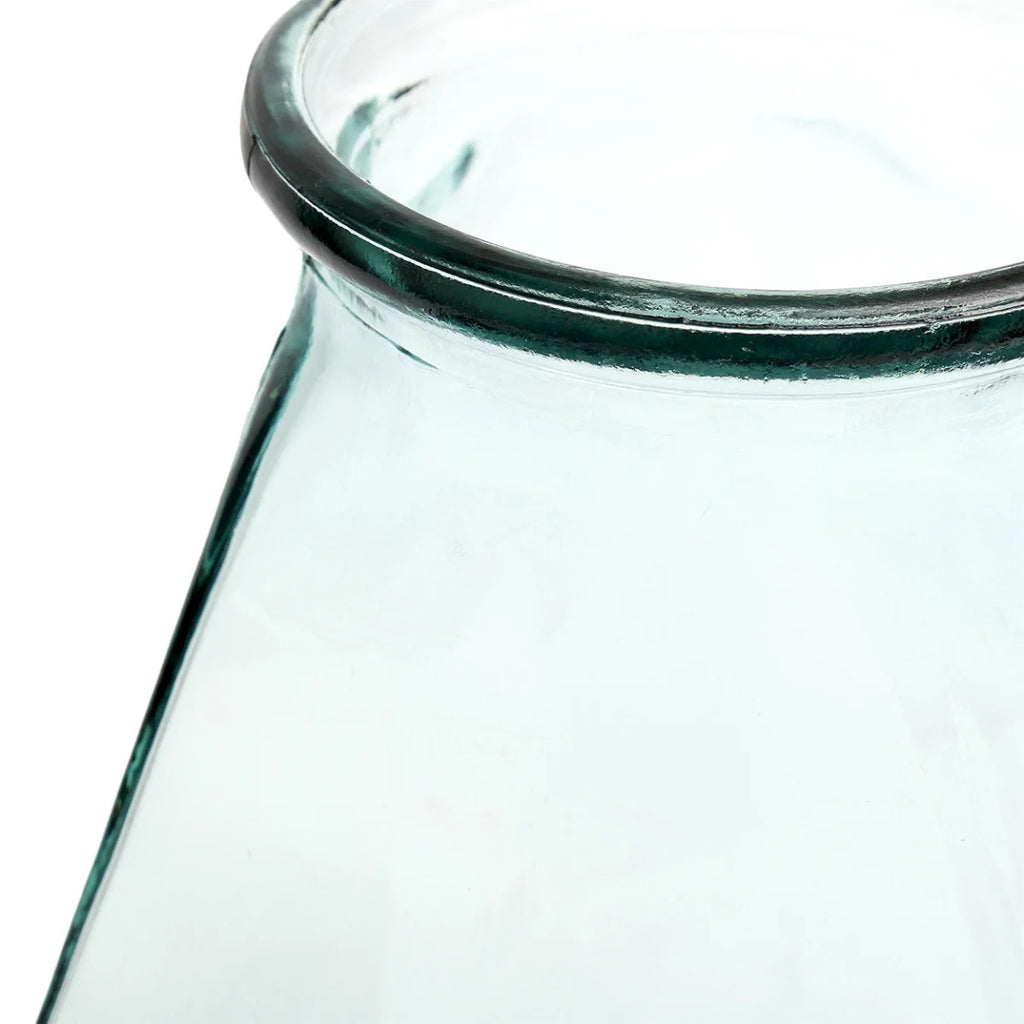 Vase en verre bleu 35 cm forme origami géométrique