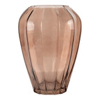 Vase en verre mauve translucide rayé, décoratif, Ø22x29 cm