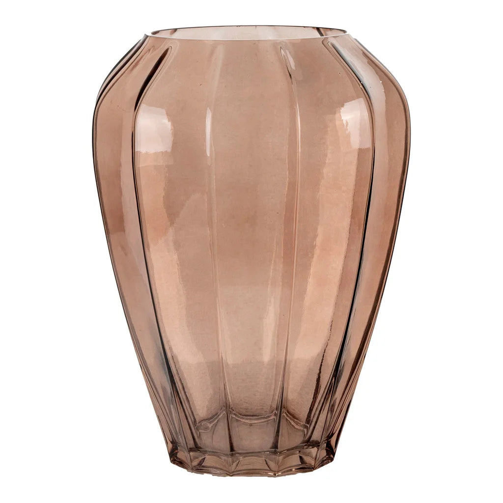 Vase en verre mauve translucide rayé, décoratif, Ø22x29 cm