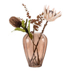 Vase en verre marron translucide rose or avec botaniques séchées