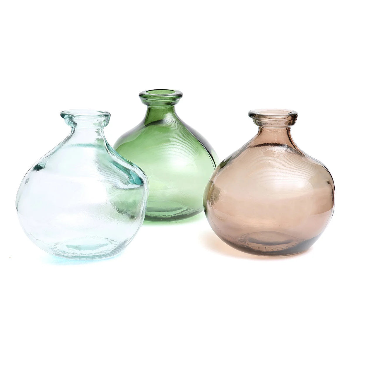 Vase en verre recyclé beige 18 cm forme organique