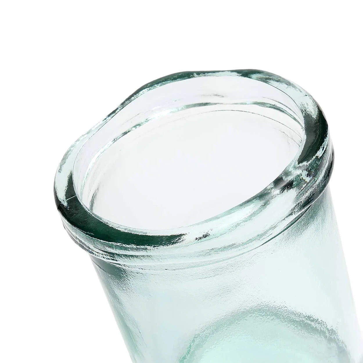 Vase en verre recyclé bleu 20 cm au design épuré