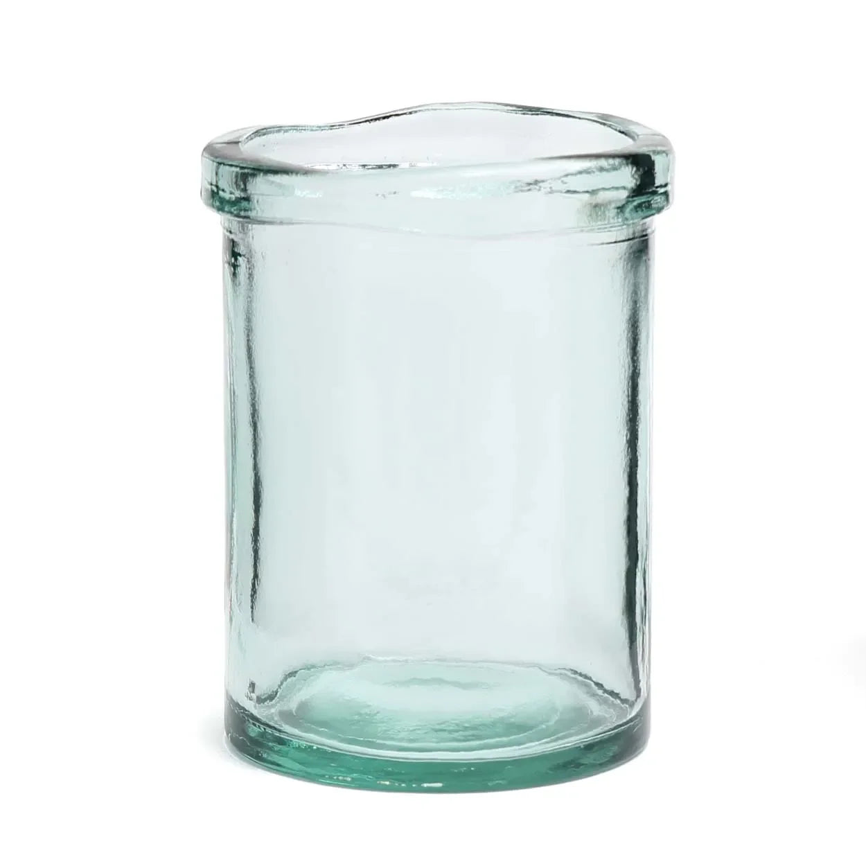 Vase en verre recyclé bleu transparent 20 cm au design épuré