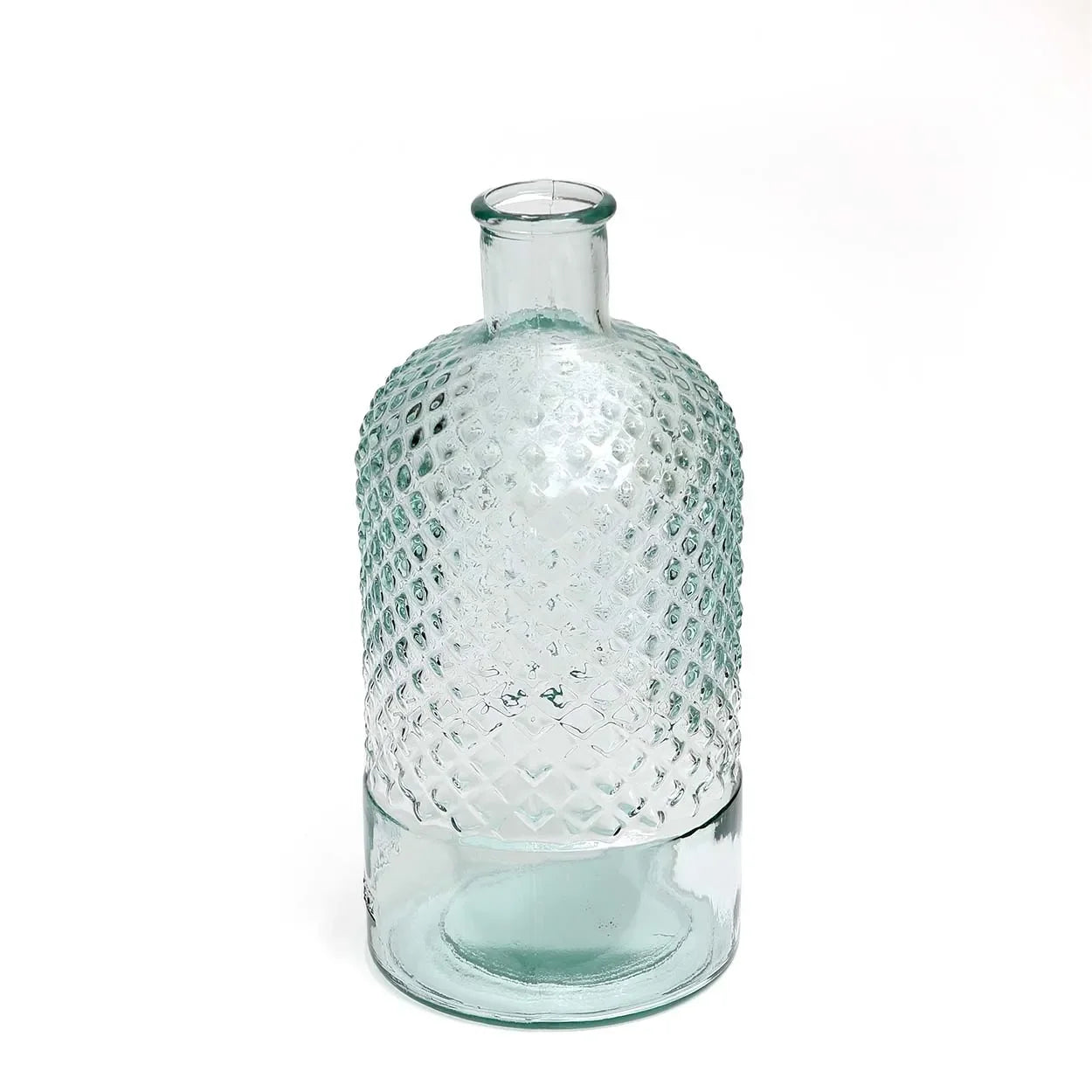 Vase en verre recyclé bleu avec texture design élégant 28 cm