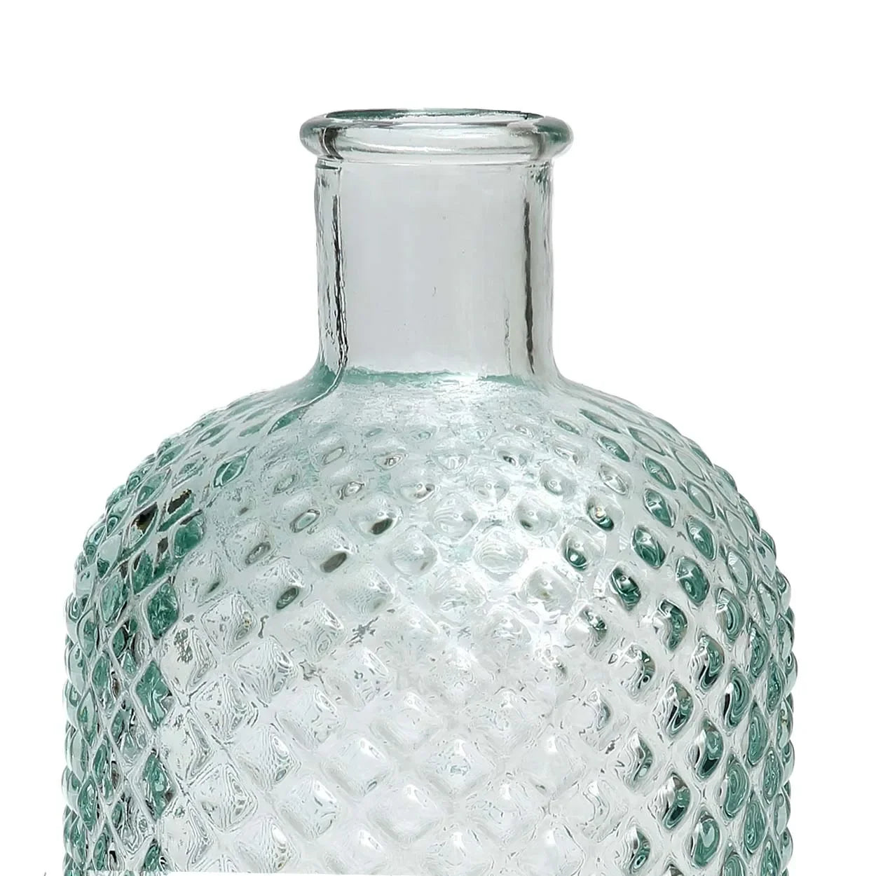 Goulot de bouteille en verre texturé pour Vase en verre recyclé bleu 28 cm