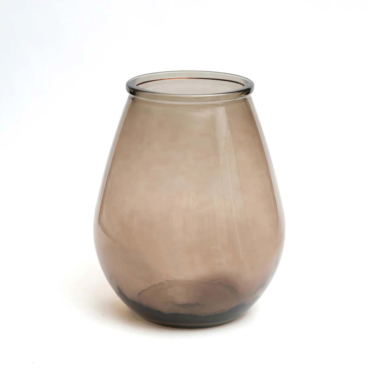Vase en verre recyclé brun translucide ovale – H23 cm