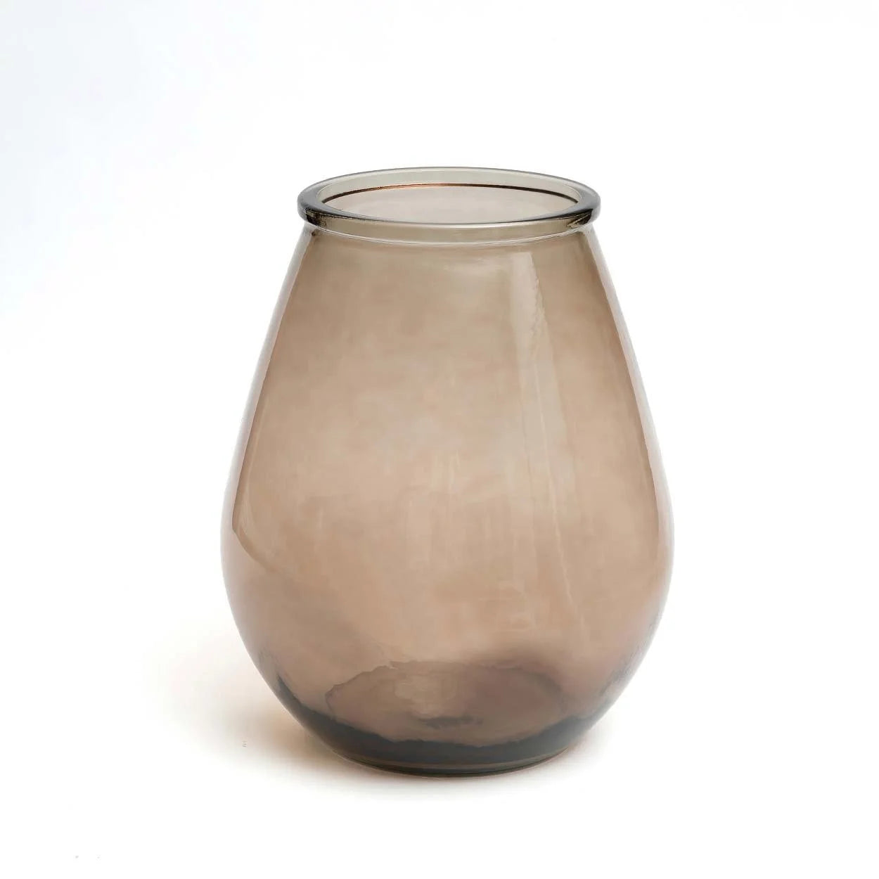 Vase en verre recyclé brun translucide oval boucle fumée H23 cm