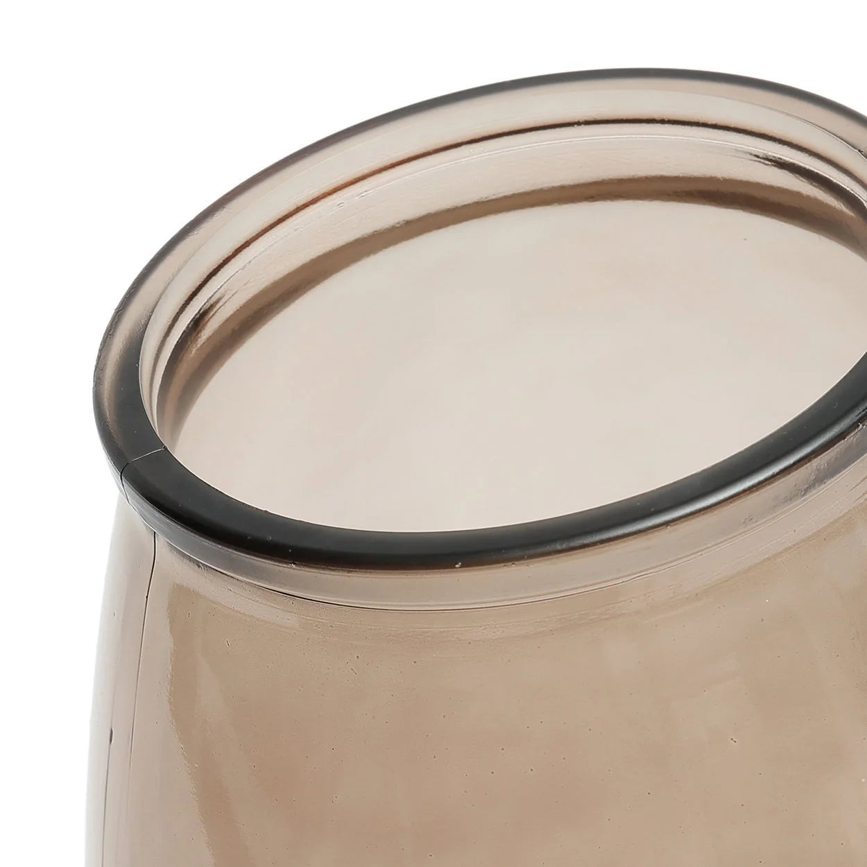 Bord de bocal en verre fumé pour Vase en verre recyclé brun translucide ovale H23 cm