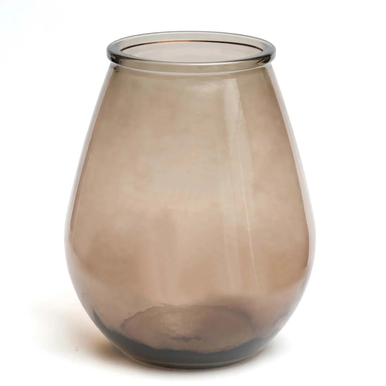Vase en verre recyclé marron translucide en forme ovale, H35,5 cm