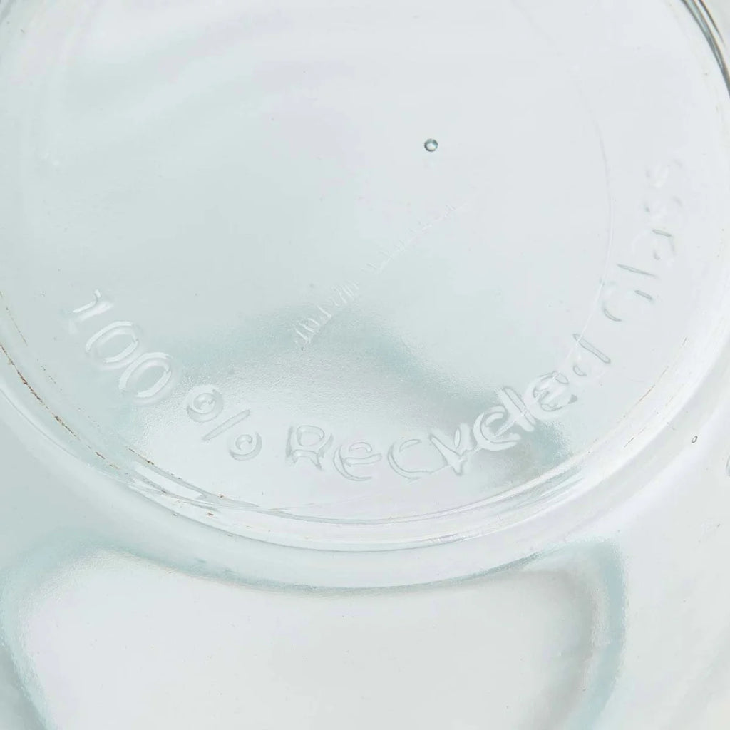 Vase en verre recyclé transparent arrondi moderne bleu – H35 cm