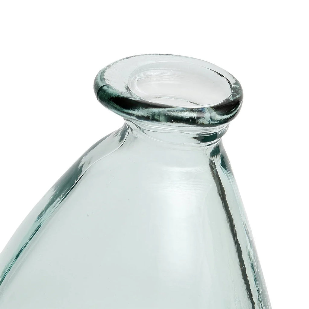 Goulot de bouteille en verre recyclé transparent avec forme organique bleue - H36 cm