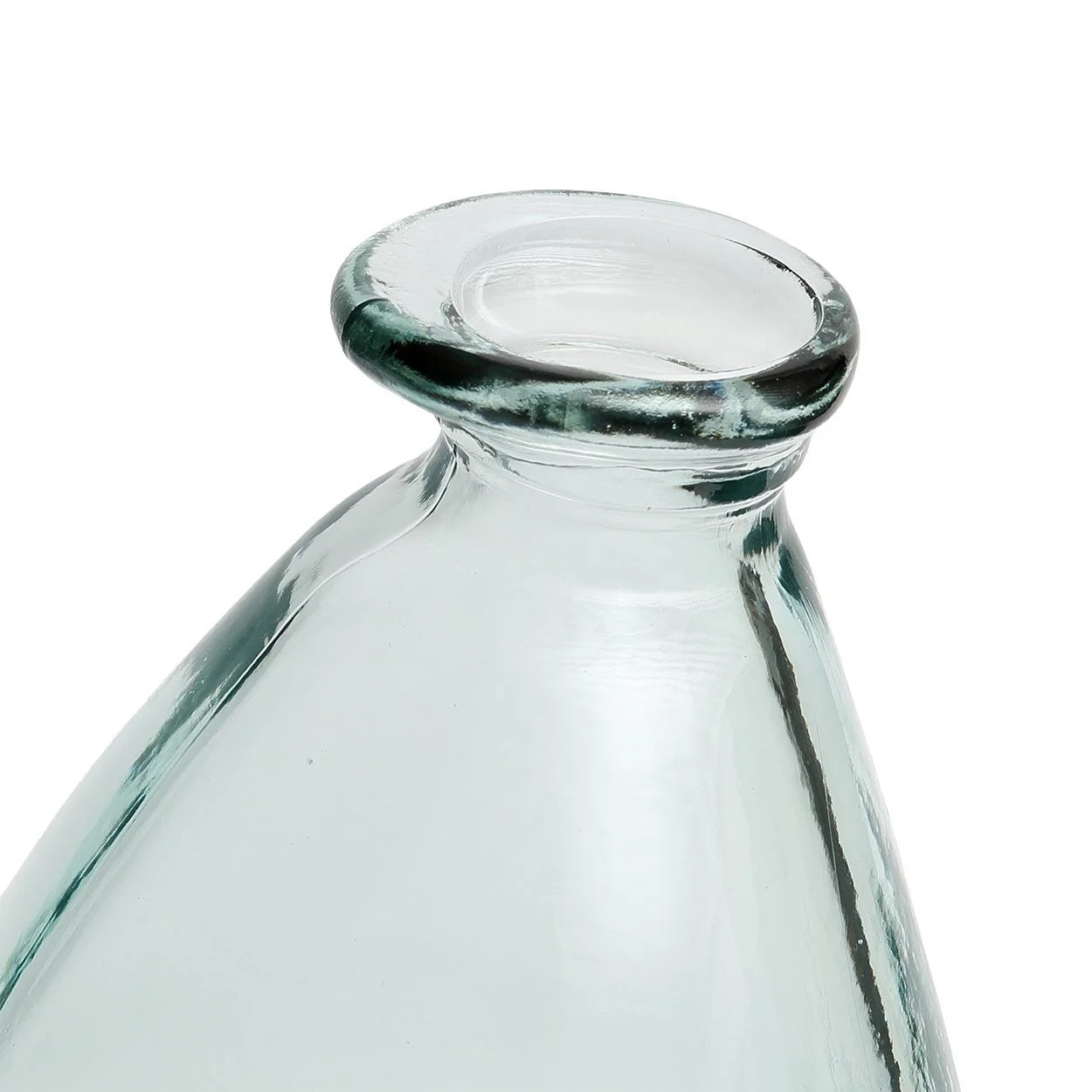 Goulot de bouteille en verre recyclé transparent avec forme organique bleue - H36 cm