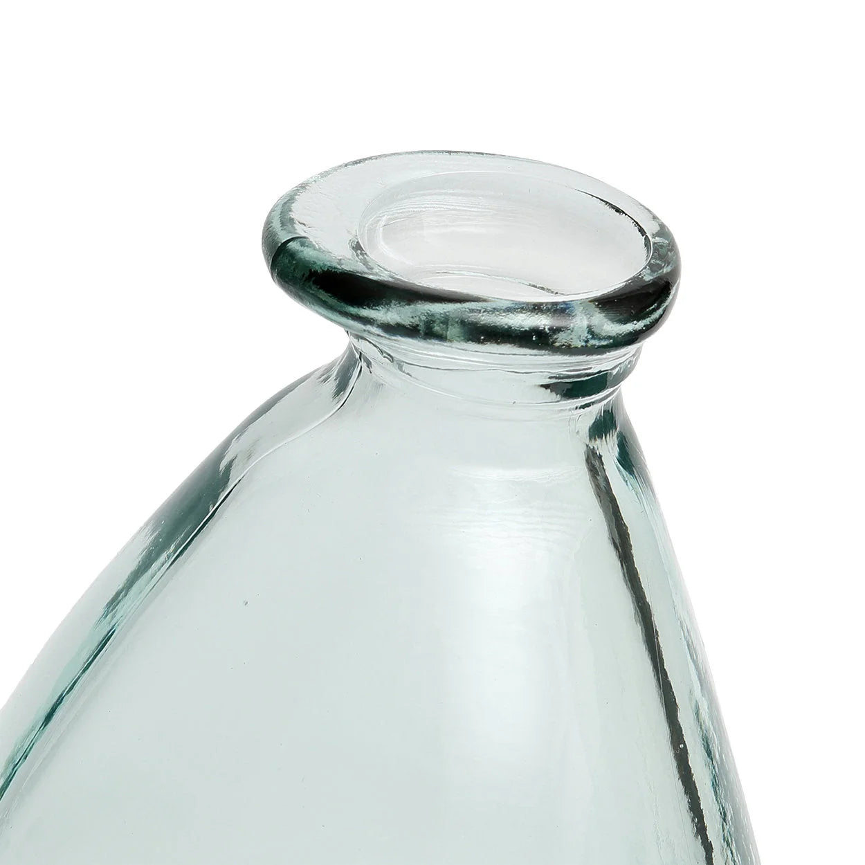 Vase en verre recyclé transparent forme organique bleu – H36 cm