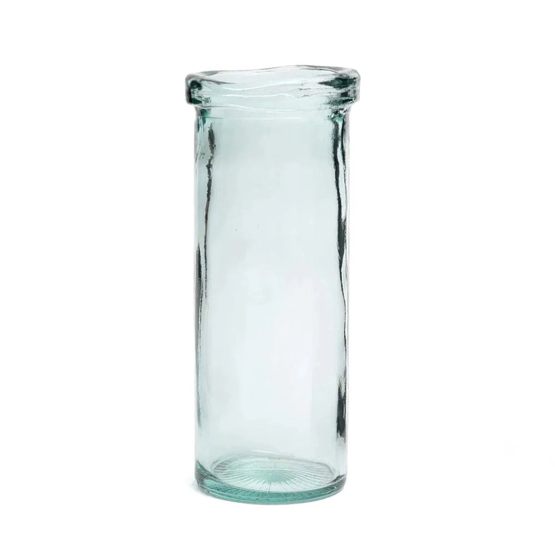Vase en verre recyclé vert aqua col ondulé – H28 cm