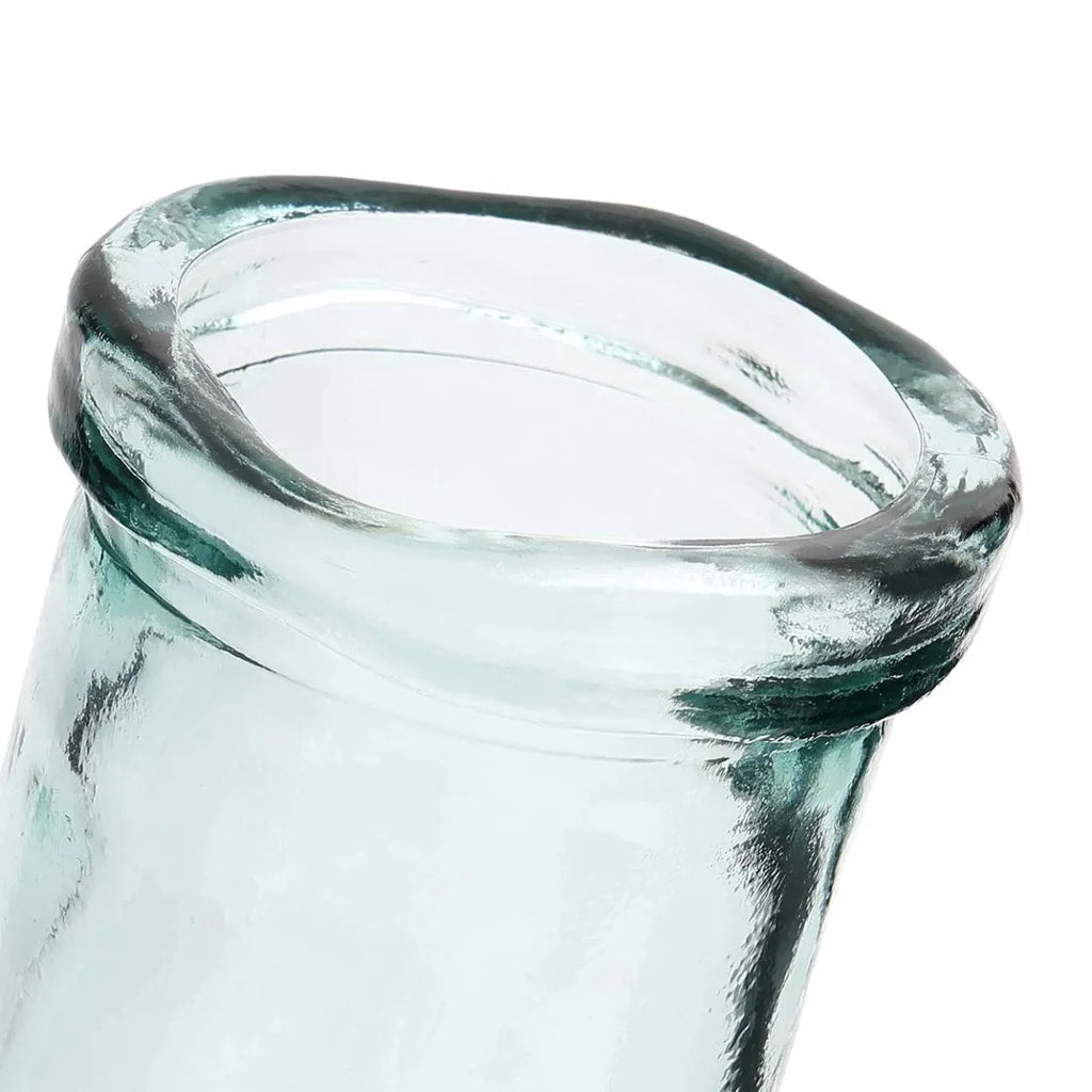 Vase en verre recyclé vert aqua à col ondulé, H28 cm
