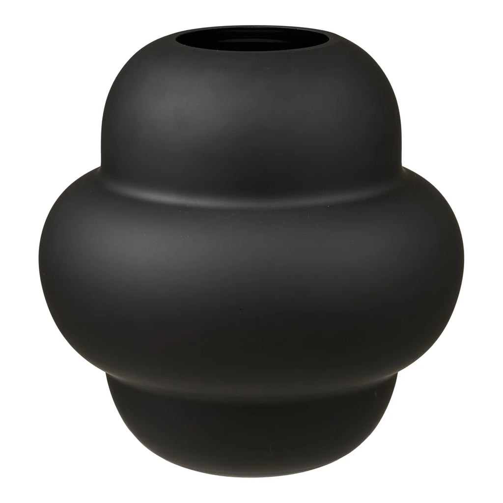 Vase en verre soufflé noir mat forme organique Ø21x20 cm