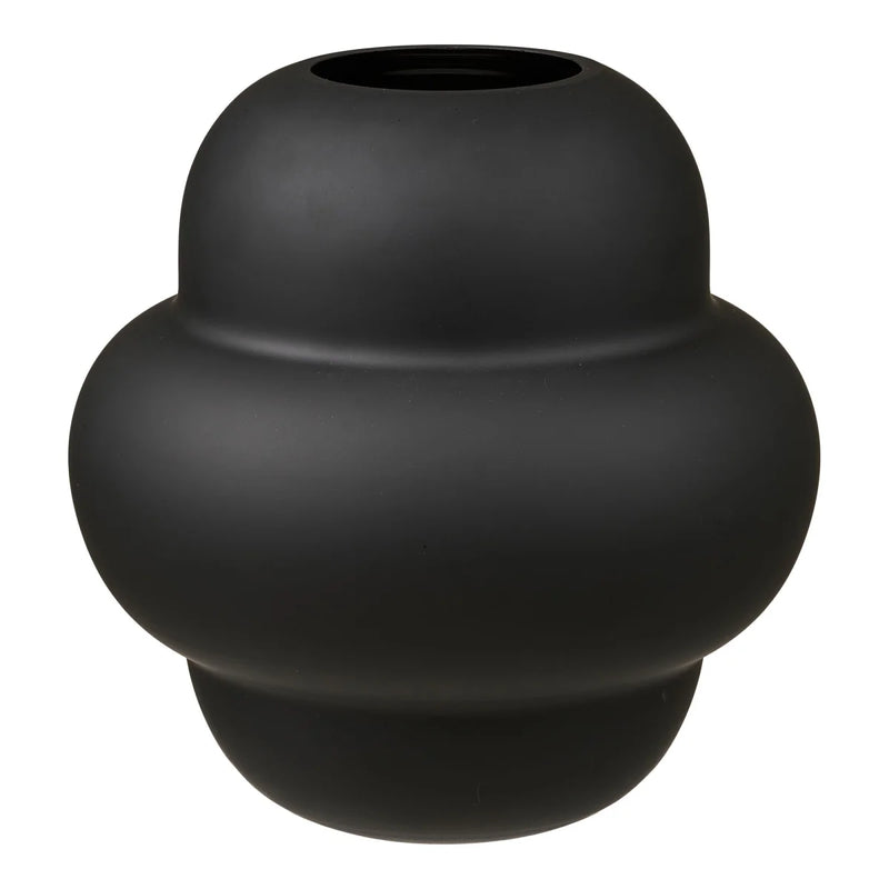 Vase en verre soufflé noir mat forme organique – Ø21x20 cm