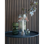 Arrangement de vases en verre soufflé transparent rond et bougie pour décoration intérieure