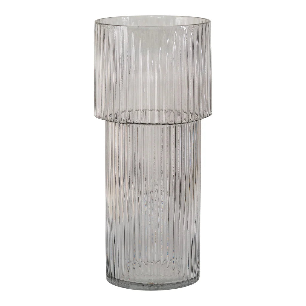Vase en verre soufflé transparent rond graisse gris Ø17,5x40 cm