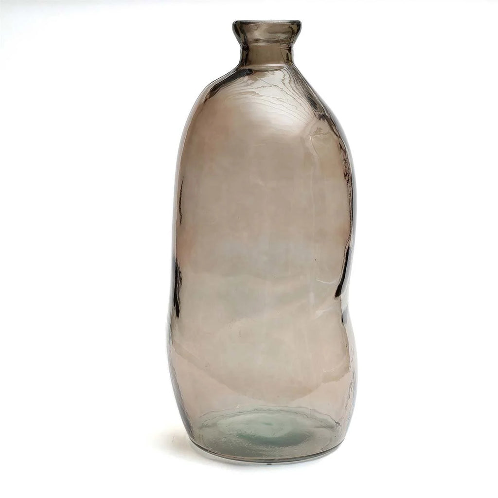 Vase en verre transparent gris silhouette ondulée de 73 cm de hauteur