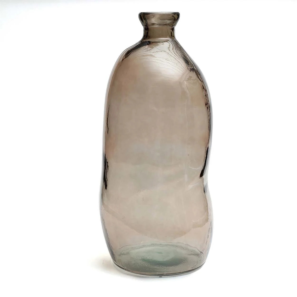 Vase en verre transparent gris silhouette ondulée de 73 cm de hauteur