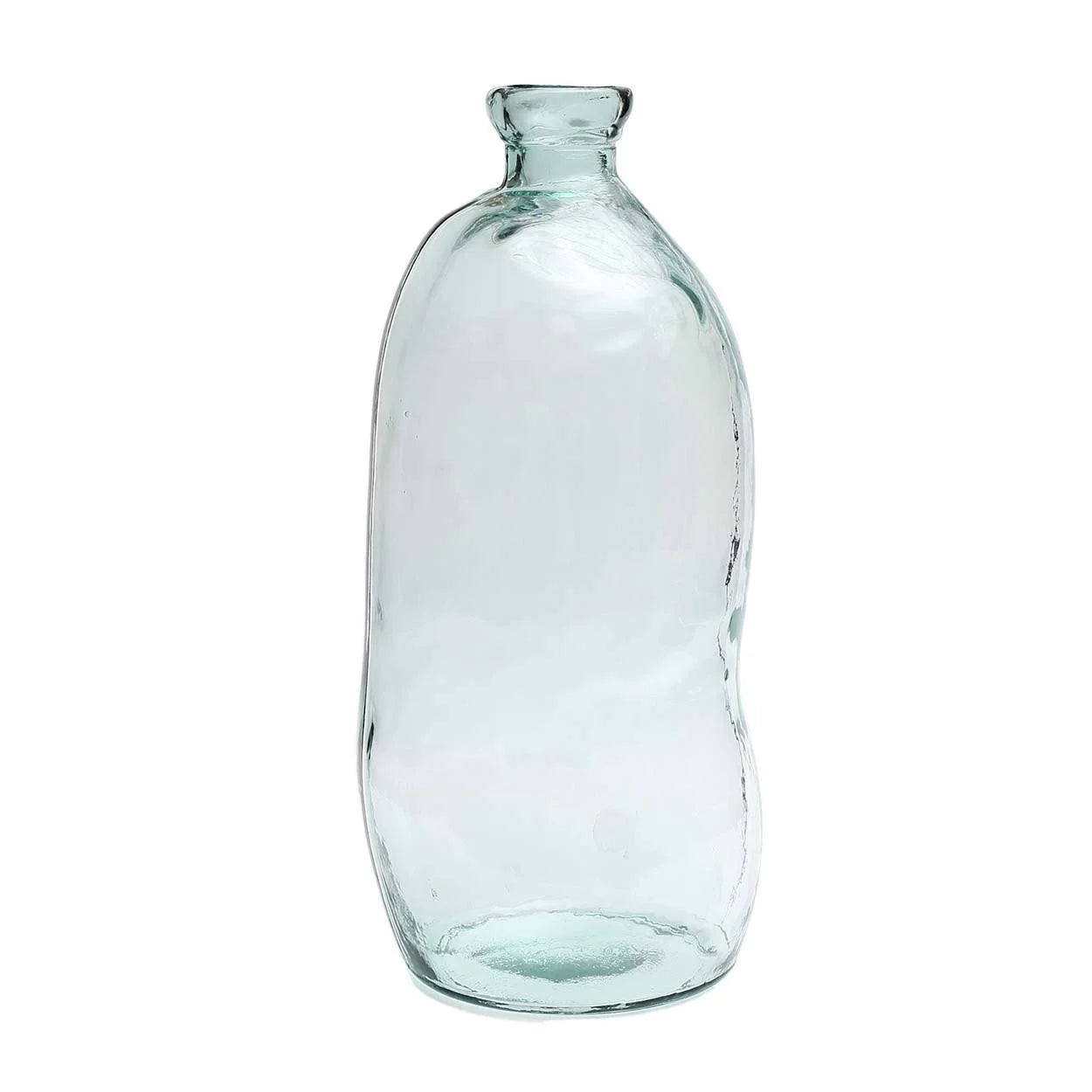 Bouteille en verre transparente ondulée de taille H73 cm avec forme irrégulière