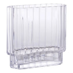 Vase en verre transparent strié avec piédestal 20x9 cm