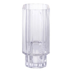 Vase en verre transparent strié avec piédestal facetté 20x9 cm