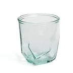 Verre à eau design origami en verre recyclé bleu – Ø9 cm