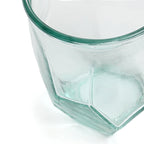Verre à eau design origami en verre recyclé bleu – Ø9 cm