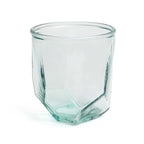 Verre à eau design origami en verre recyclé bleu – Ø9 cm
