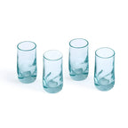 Quatre verres à shot en verre recyclé naturel de 9 cm, bleu clair