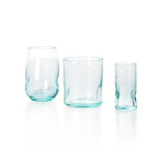 Verre à shot en verre recyclé naturel bleu ondulé texturé 9 cm