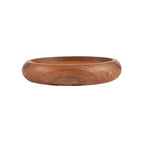 Bracelet manchette en bois de teck rond, finition naturelle, grain chaud brun