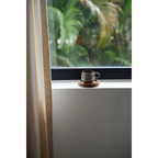 Tasse en céramique avec sous-verre en bois de teck rond naturel