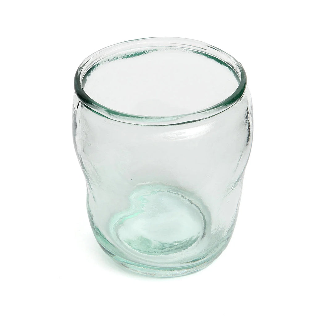 Verre cylindrique bleu en verre recyclé – H10,5 cm