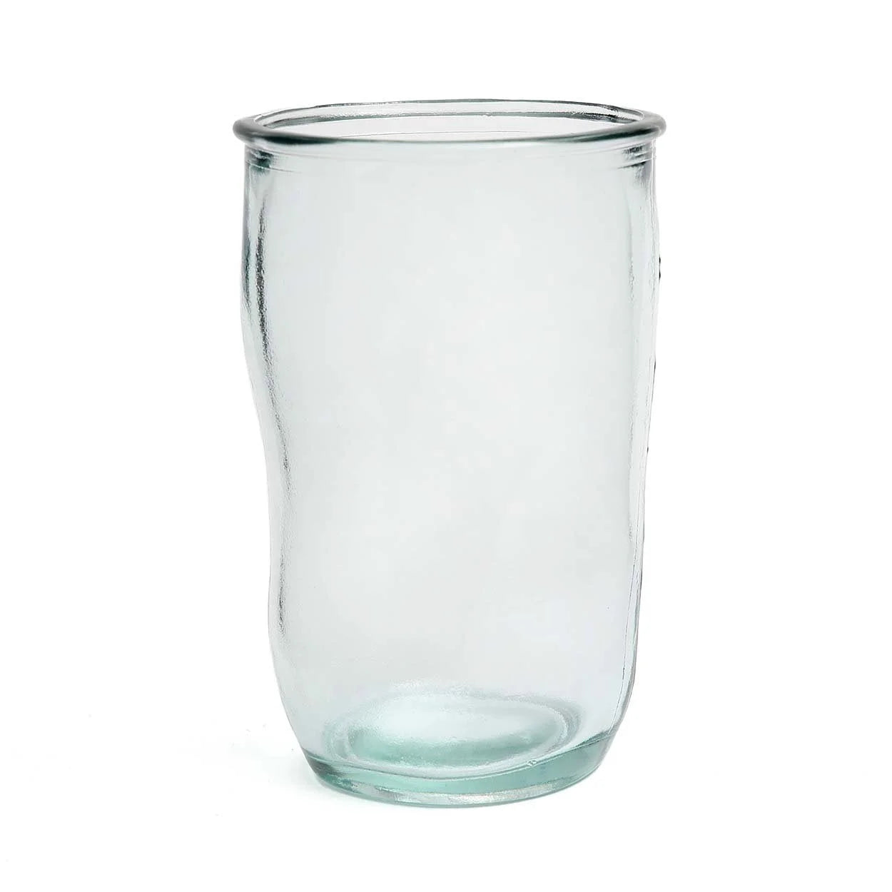 Verre cylindrique en verre recyclé transparent bleu de 13 cm de hauteur