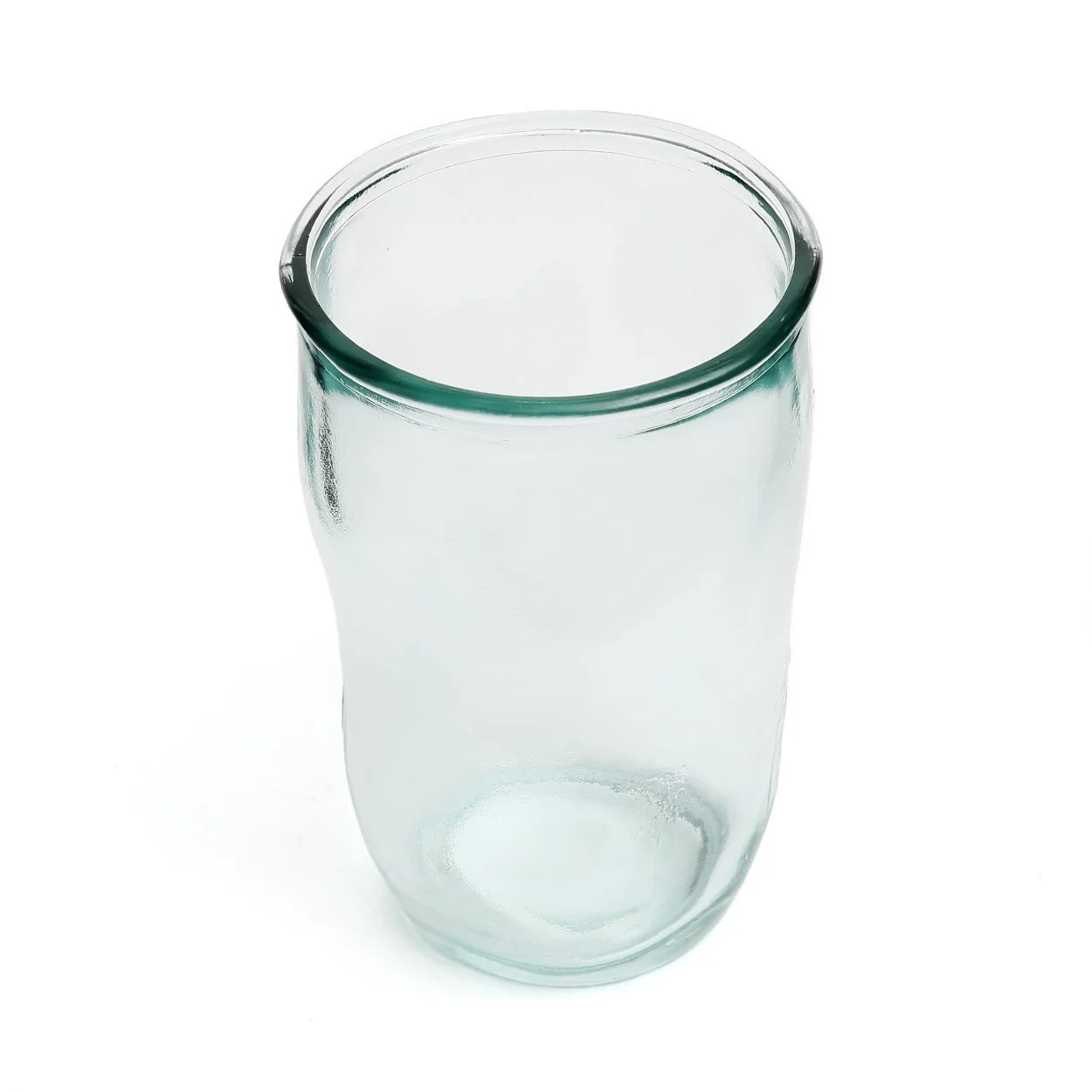 Pot en verre cylindrique transparent en verre recyclé bleu vide, H13 cm