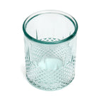Verre facetté en verre recyclé bleu à base texturée