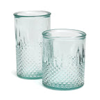 Verre facetté en verre recyclé bleu à base texturée