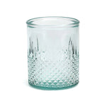 Verre facetté en verre recyclé bleu à base texturée