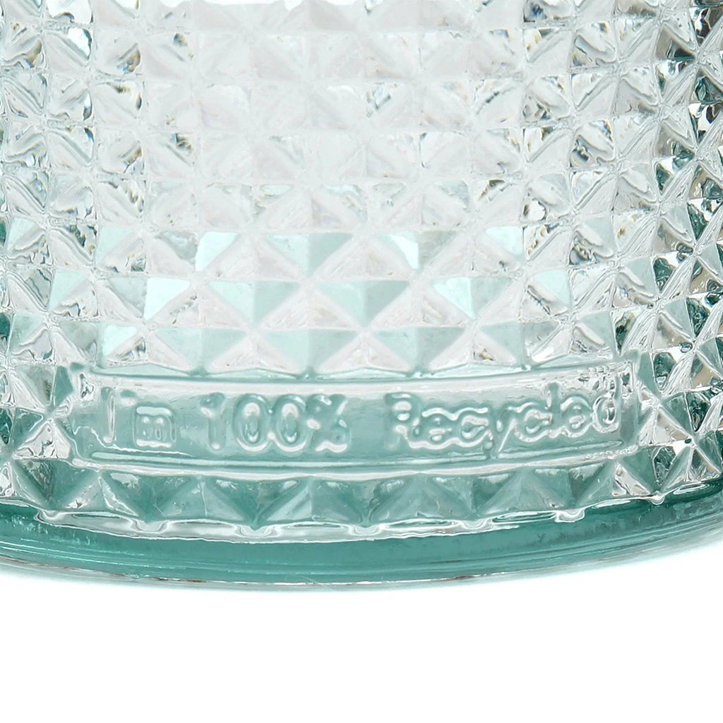 Base en verre texturée pour Verre facetté en verre recyclé bleu