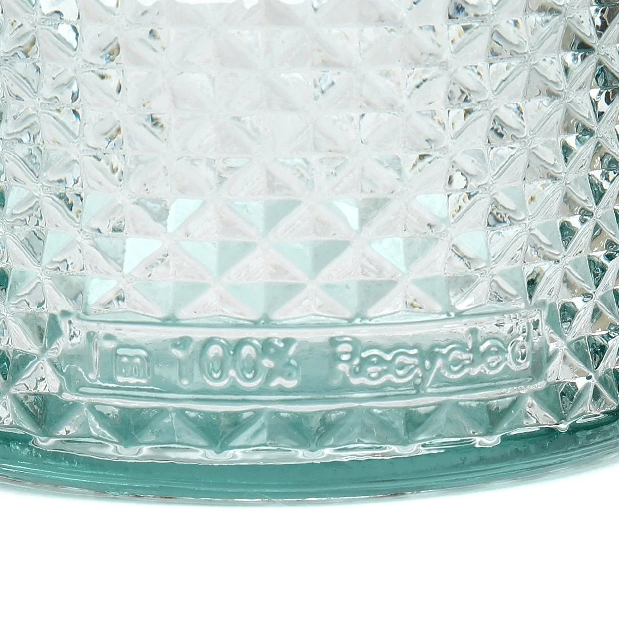 Base en verre texturée pour Verre facetté en verre recyclé bleu