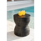 Table basse en teck forme organique grain naturel brun H11 cm